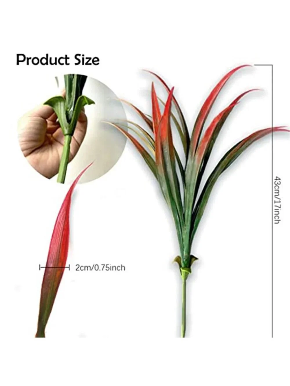 8Pcs Artificial Tall Grass Faux Outdoor Plants UV Resistant Fern Red Plastic